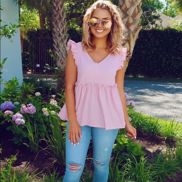 Hope's Tops - Pink Ruffle Top